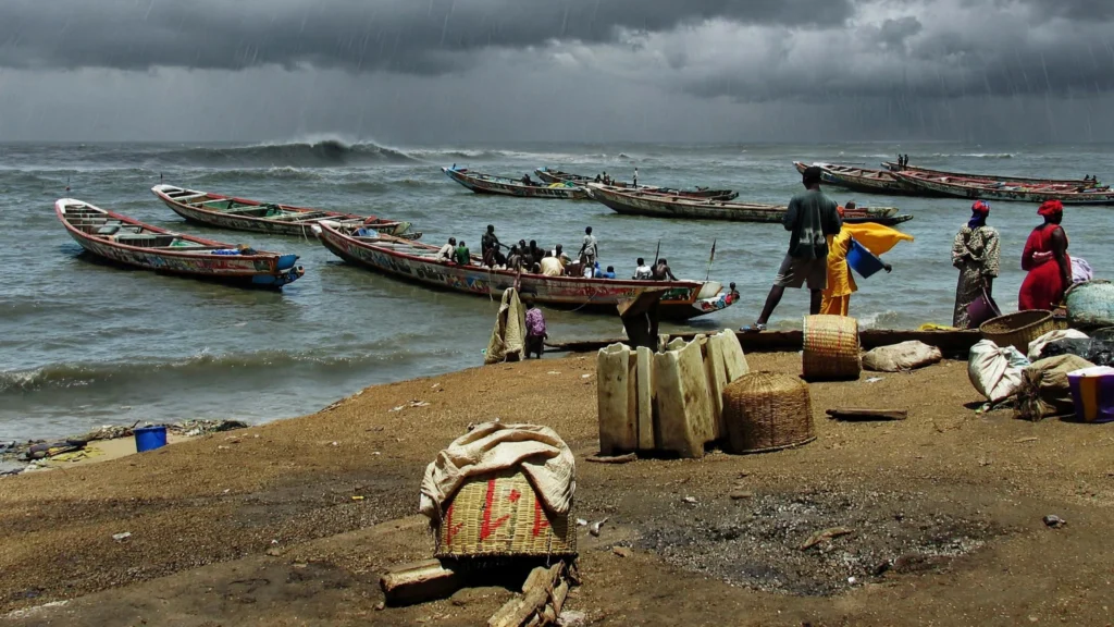 Stormy African beach - climate change